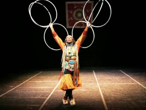 POW-WOW -- Hoop dance in Thunderbird American Indian Dancers' Dance Concert and Pow-Wow, presented by Theater for the New City January 31 to February 9, 2014. Photo by Jonathan Slaff.